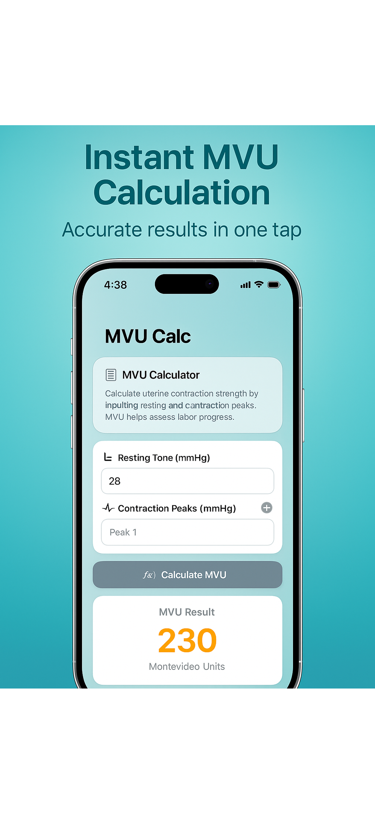 MVU Calculator App Screenshot